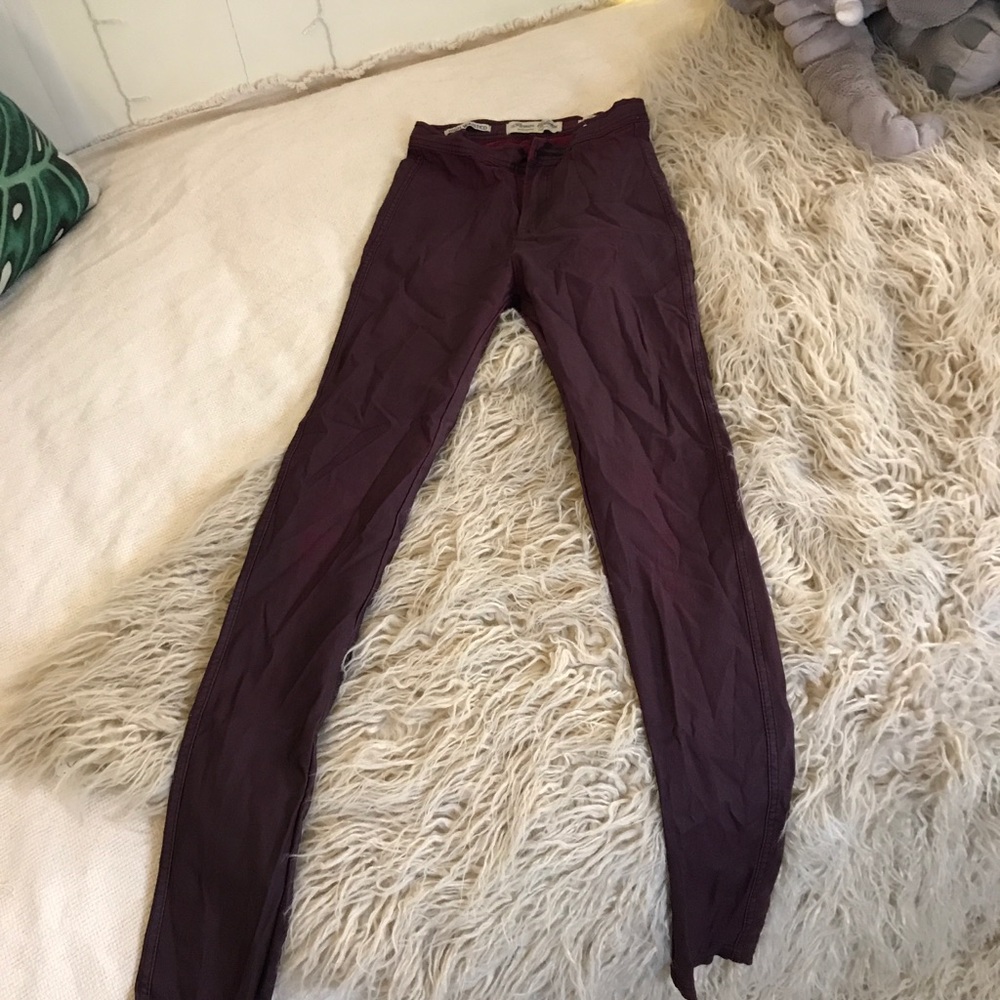 Burgundy pleather pants